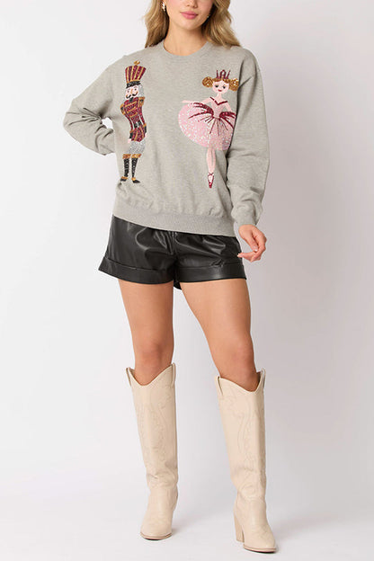 Velina Moda | Christmas Soldier Sequin Fashion Casual Sweatshirt
