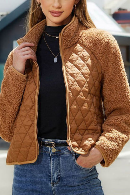 Velina Moda | Panelled Zip Jacket with Long Sleeves