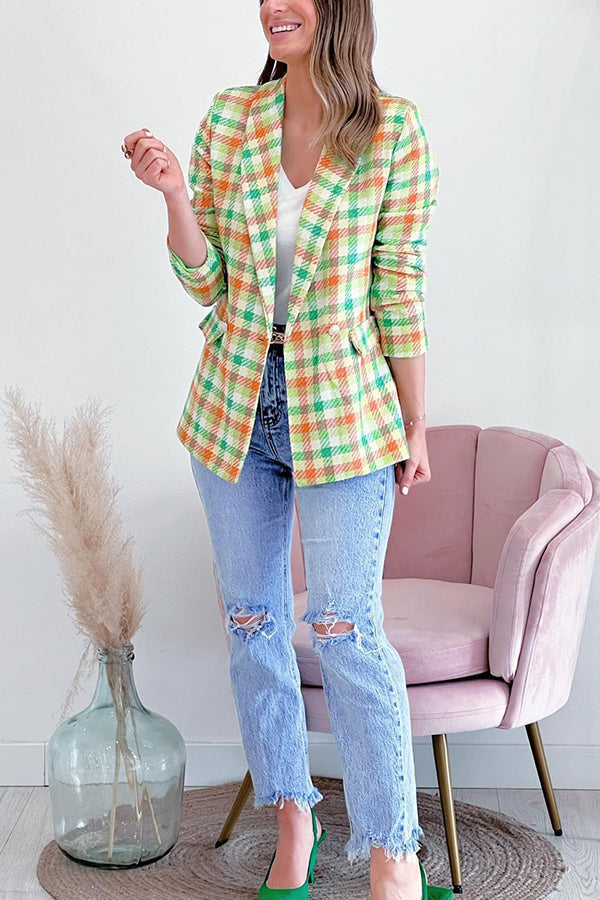 Velina Moda | Arm Pockets Printed Double Button Casual Jacket