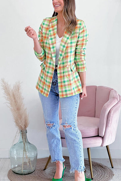 Velina Moda | Arm Pockets Printed Double Button Casual Jacket