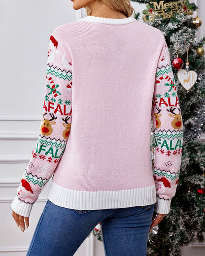 Velina Moda | Pink Knitted Christmas Sweater