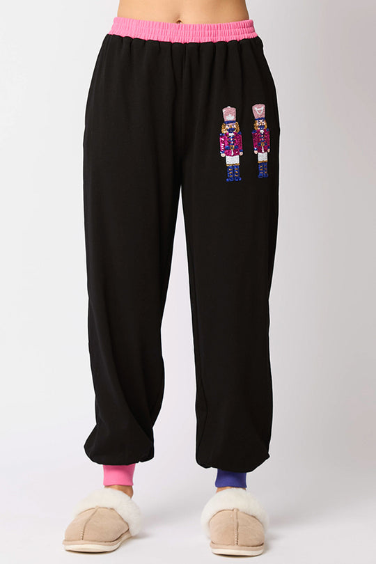 Velina Moda | Santa Sequins Leisure Sweatshirt and Elastic Waist Loose Pocket Pants Set