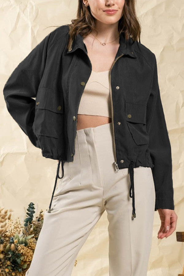 Velina Moda | Checked Lapel Double-Button Two-Pocket Midi Jacket