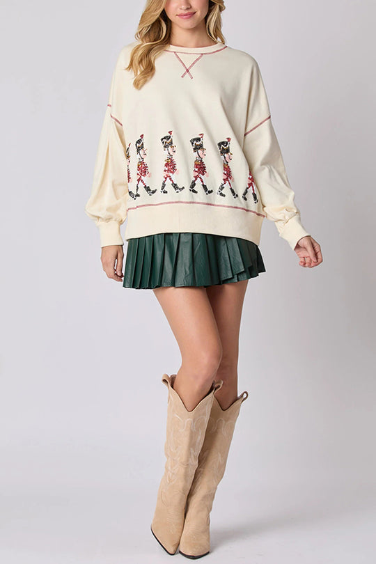 Velina Moda | Christmas Soldier Sequins Long Sleeve Casual Sweatshirt