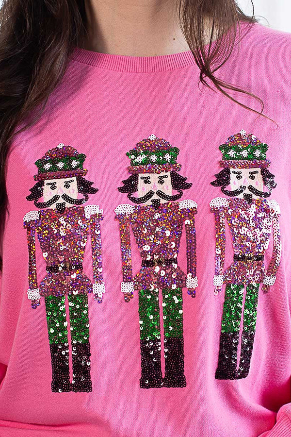 Velina Moda | Christmas Guardian Sequin Loose Casual Sweatshirt