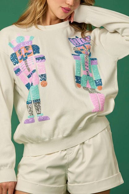 Velina Moda | Christmas Soldier Sequin Fashion Casual Sweatshirt