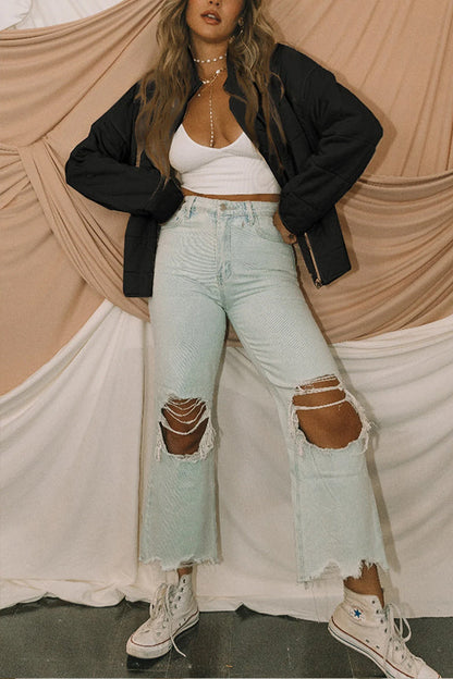 Velina Moda | Attached Pocket Quilted Jacket Crop