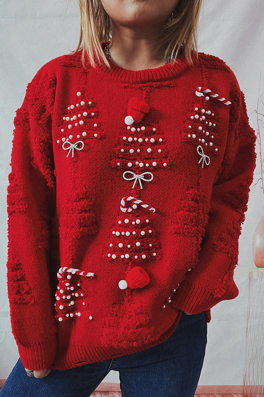 Velina Moda | Handmade Bead Christmas Theme Sweater Three-Dimensional Decorative Sweater