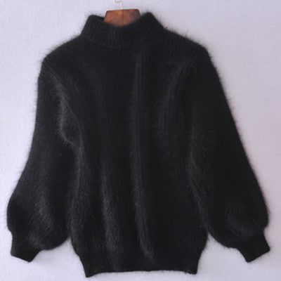 Winter Sweater with Fleece Knit and Balloon Sleeves
