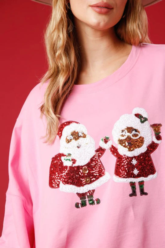 Velina Moda | Santa Sequins Casual Loose Long Sleeve Sweatshirt