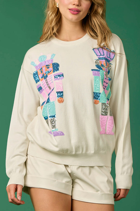 Velina Moda | Christmas Soldier Sequin Fashion Casual Sweatshirt