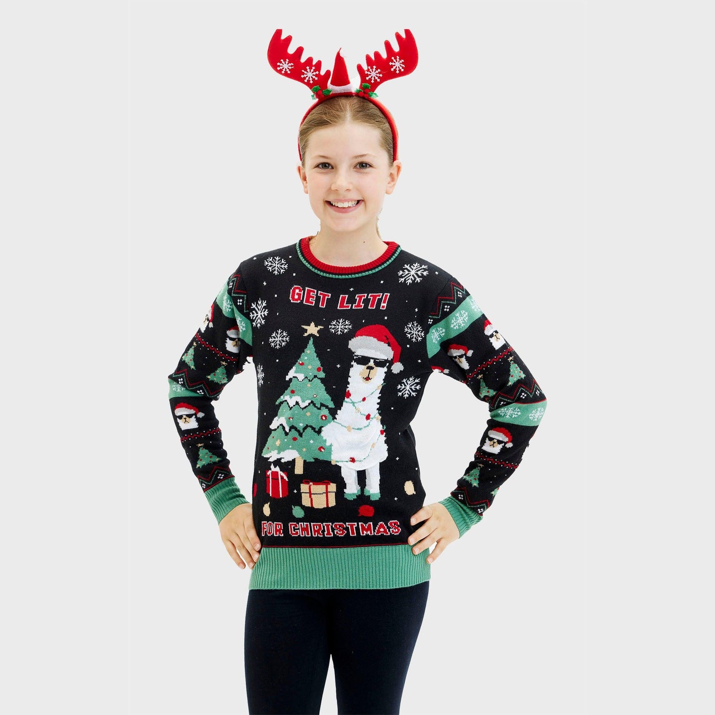 Velina Moda | Get Lit Llama Christmas Christmas Sweater Women
