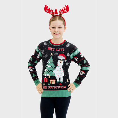 Velina Moda | Get Lit Llama Christmas Christmas Sweater Women