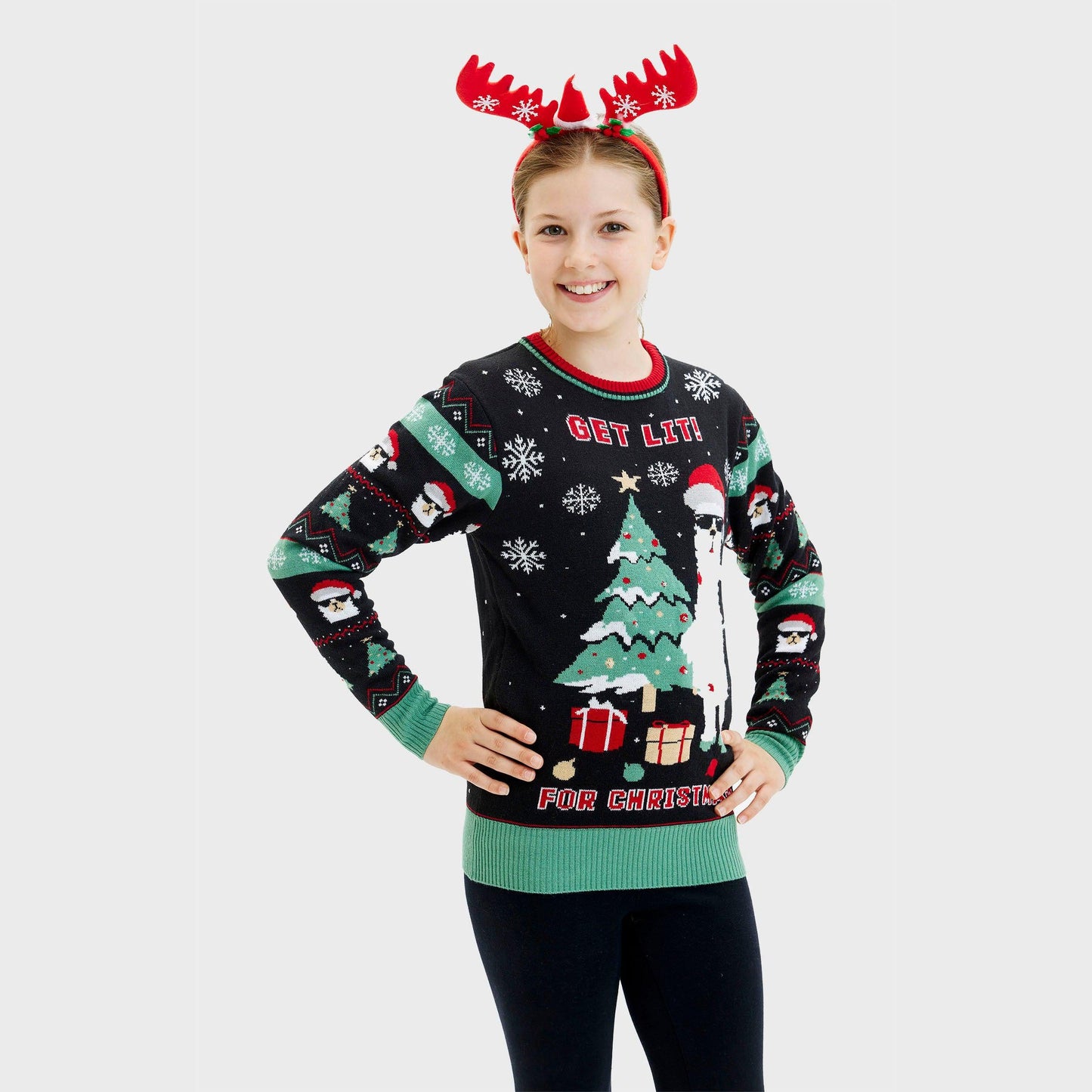 Velina Moda | Get Lit Llama Christmas Christmas Sweater Women