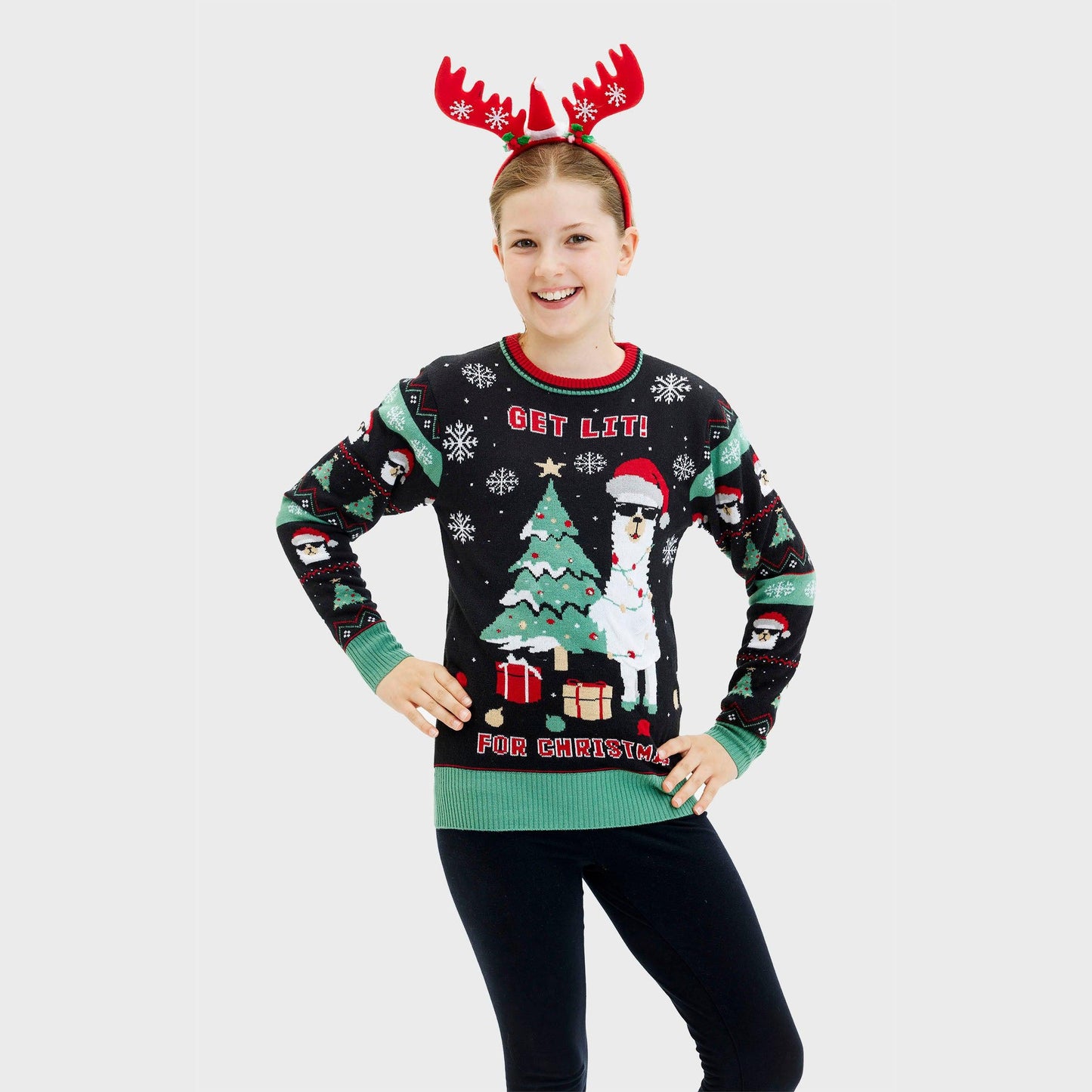 Velina Moda | Get Lit Llama Christmas Christmas Sweater Women