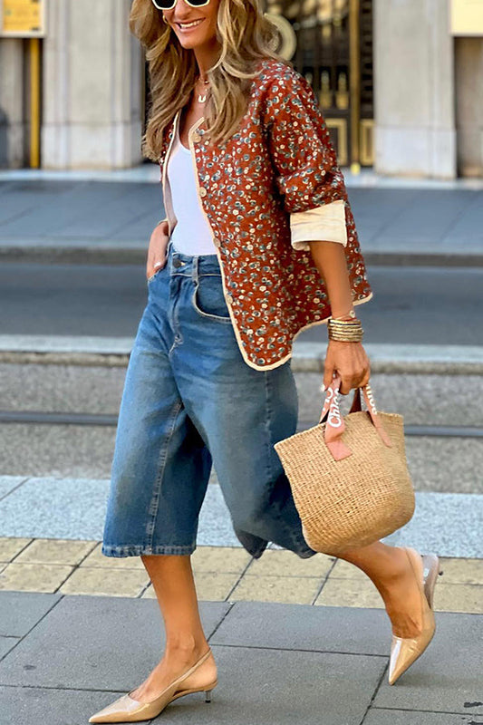 Velina Moda | Cotton Floral Contrast Cotton Jacket