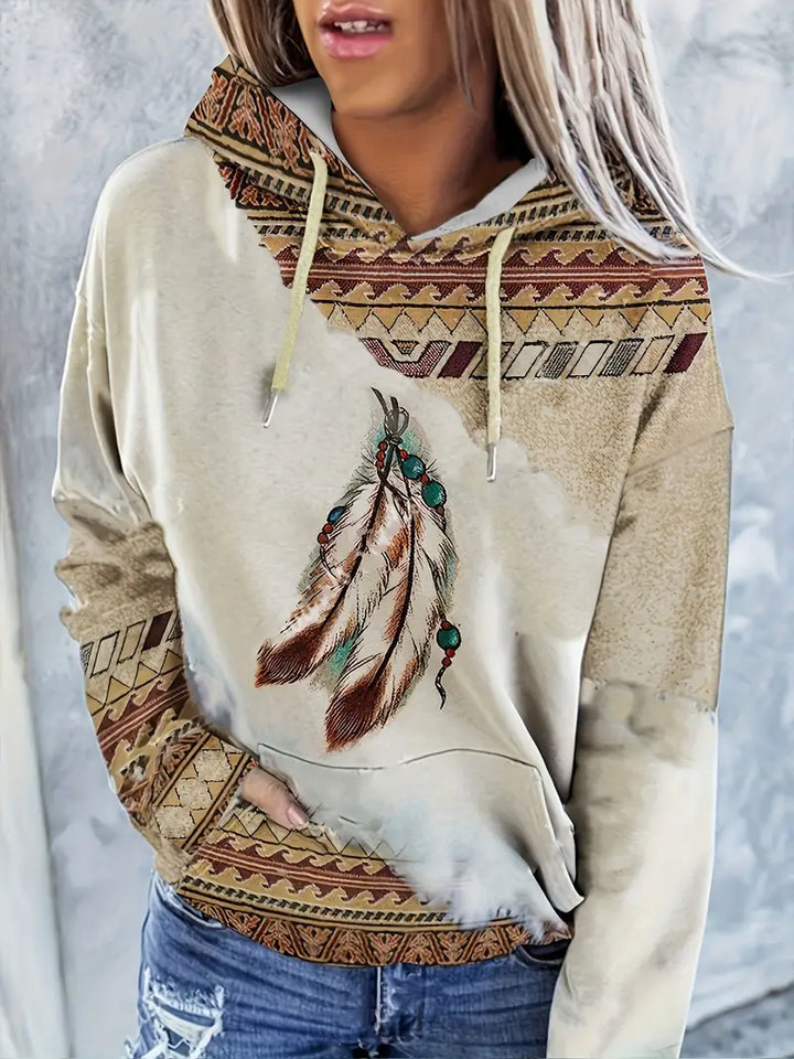 Casual sweater with long sleeves and hood