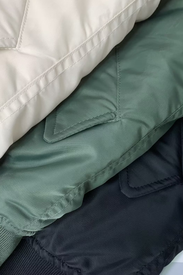 Velina Moda | Collar Thickened One-Sided Flight Jacket Baseball Jacket
