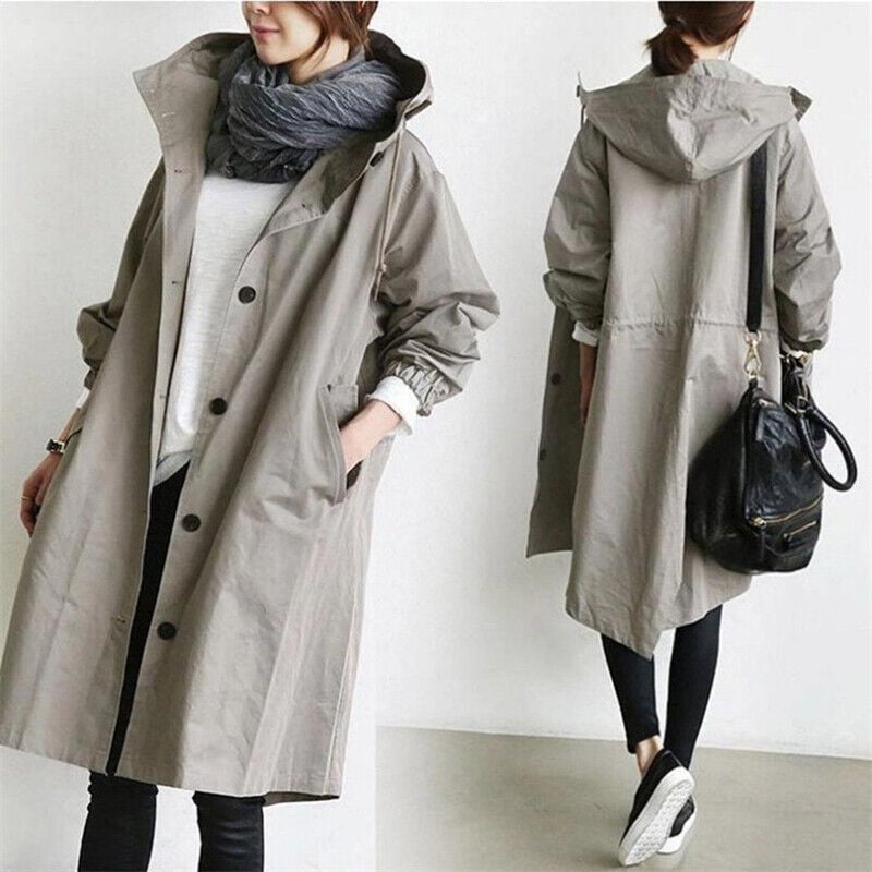 Hooded trench coat for women