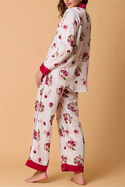 Velina Moda | Christmas Festive Striped Pattern Pajama Set