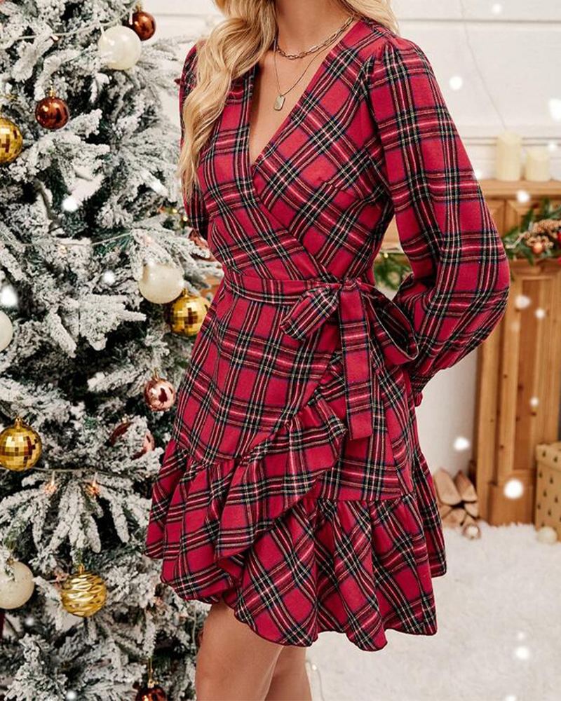 Velina Moda | Christmas V Neck Swing Dress