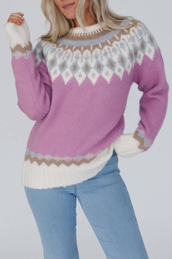 Velina Moda | Christmas Thickened Round Neck Long Sleeve Knitted Sweater