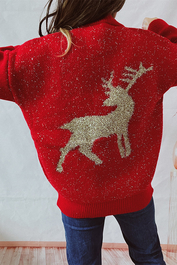 Velina Moda | Christmas Pattern Knitted Round Neck Long Sleeve Sweater