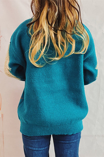 Velina Moda | Christmas Pattern Knitted Round Neck Long Sleeve Sweater