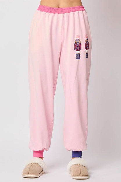 Velina Moda | Santa Sequins Leisure Sweatshirt and Elastic Waist Loose Pocket Pants Set