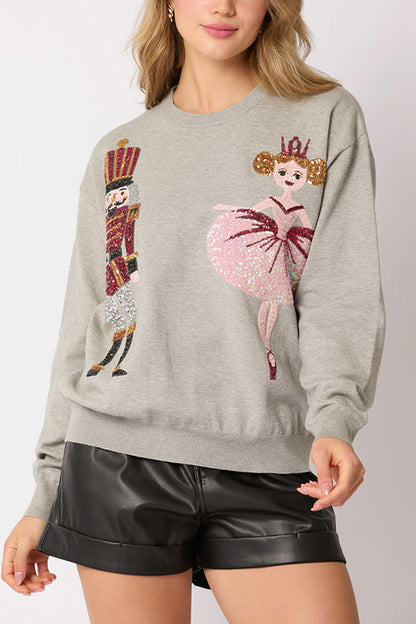 Velina Moda | Christmas Soldier Sequin Fashion Casual Sweatshirt