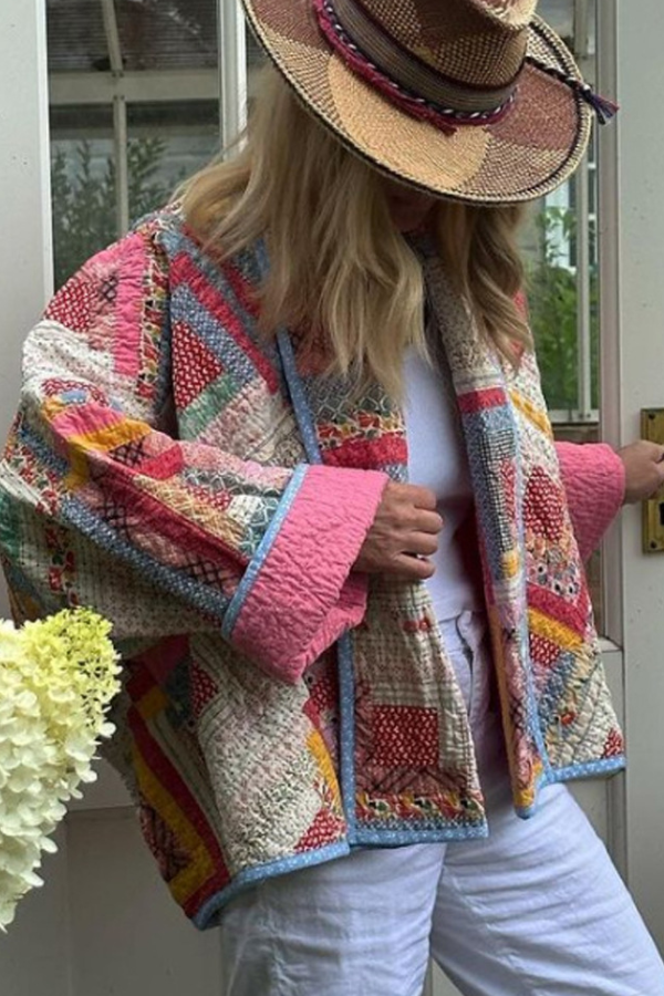 Velina Moda | Quilted Colorblock Check Cotton Jacket