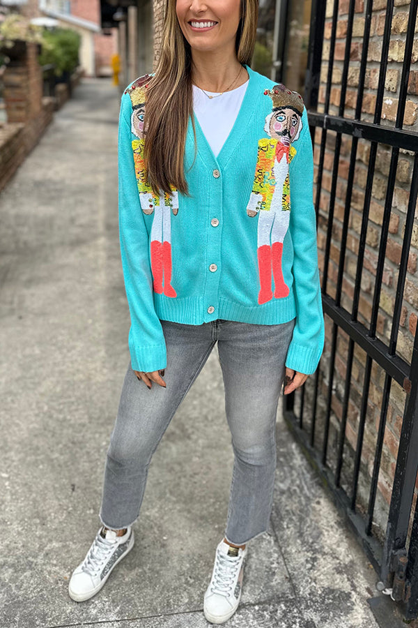 Velina Moda | Christmas Nutcracker Sequin Casual Cardigan