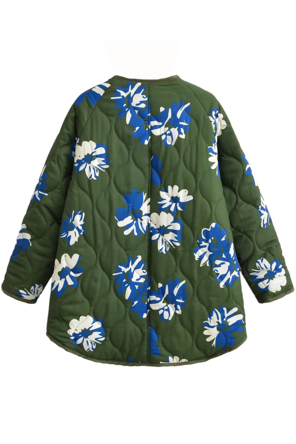 Velina Moda | Printed Round Neck Single Breasted Thin Cotton Jacket