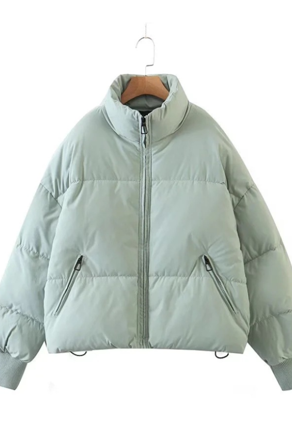 Velina Moda | Collar Zipper Pocket Thick Warm Cotton Jacket