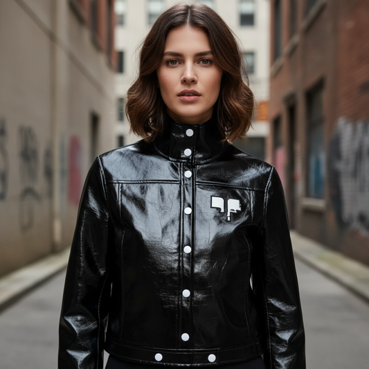 Velina Moda | Classic PU Leather Jacket - Short Biker Jacket