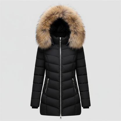 Velina Moda | Down jacket with fur collar - Warm winter jacket
