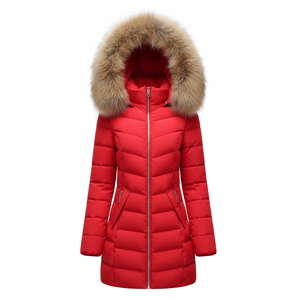 Velina Moda | Down jacket with fur collar - Warm winter jacket