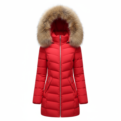 Velina Moda | Down jacket with fur collar - Warm winter jacket