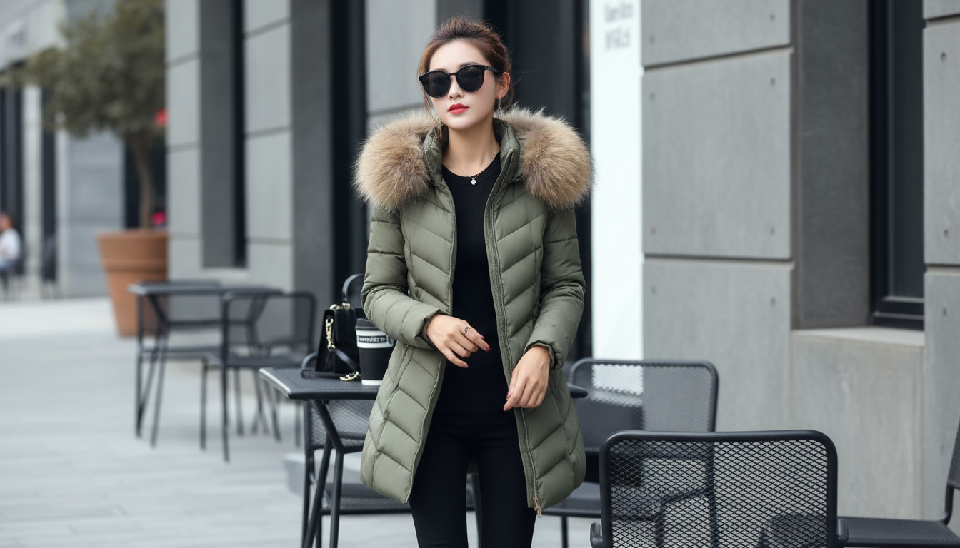 Velina Moda | Down jacket with fur collar - Warm winter jacket