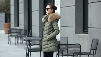 Velina Moda | Down jacket with fur collar - Warm winter jacket