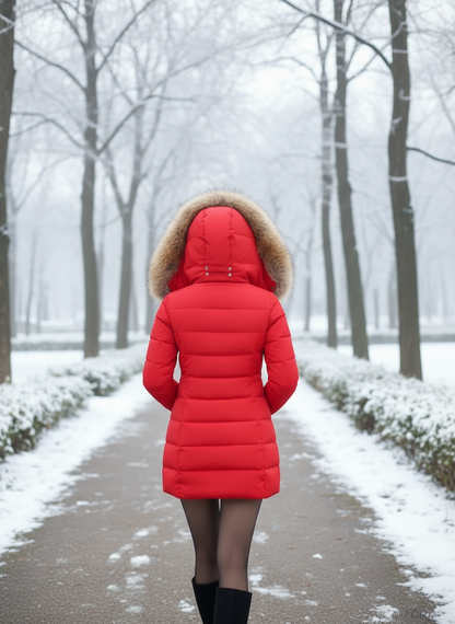 Velina Moda | Down jacket with fur collar - Warm winter jacket