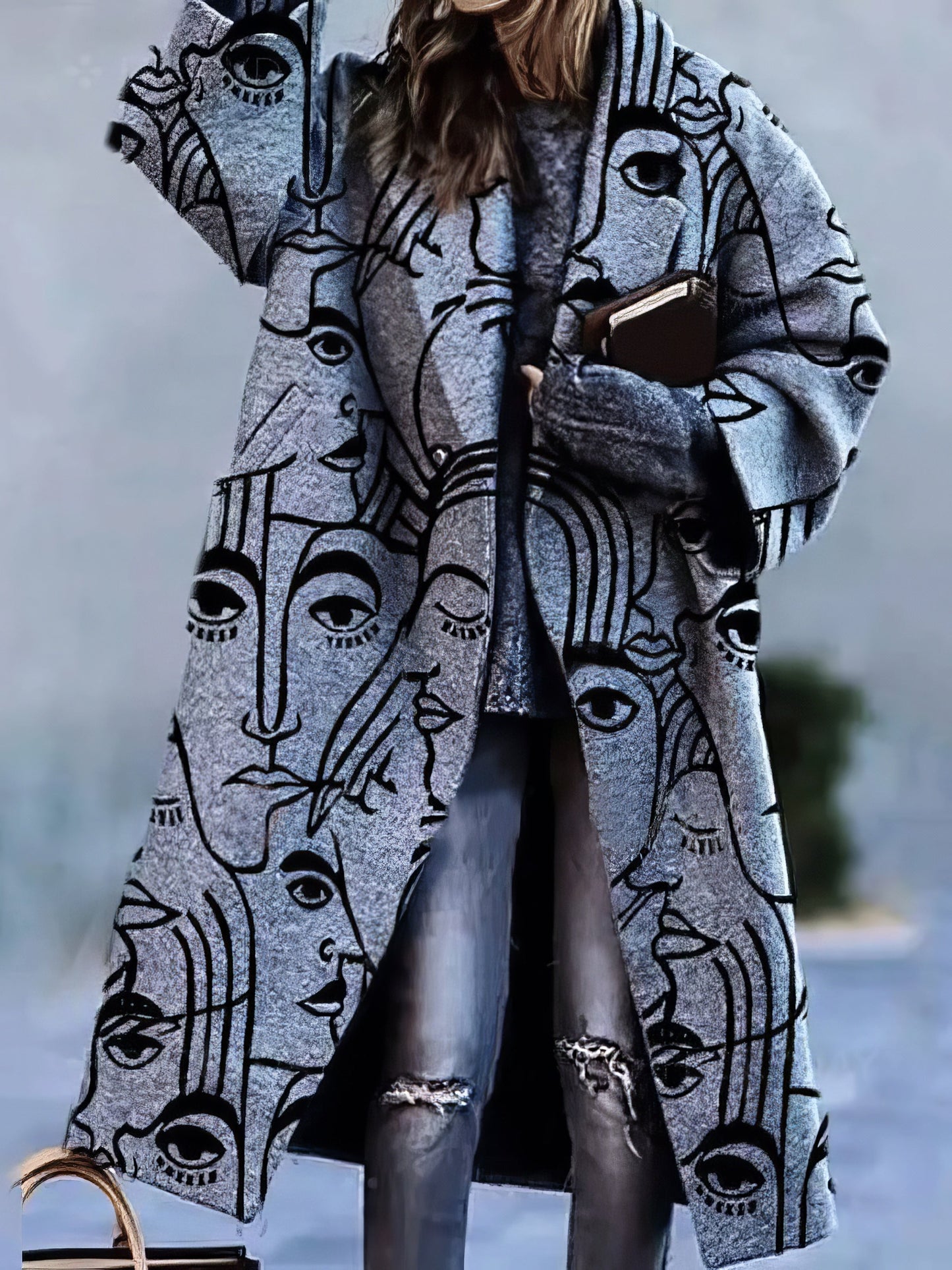 Velina Moda | Ladies long coat with lapel collar for autumn & winter