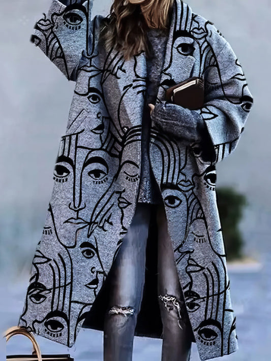 Velina Moda | Ladies long coat with lapel collar for autumn & winter