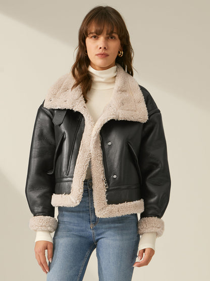 Velina Moda | Padded Suede Flight Jacket