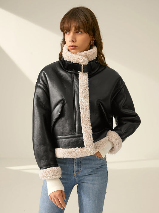 Velina Moda | Padded Suede Flight Jacket