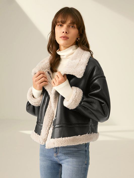 Velina Moda | Padded Suede Flight Jacket