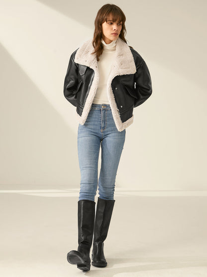 Velina Moda | Padded Suede Flight Jacket