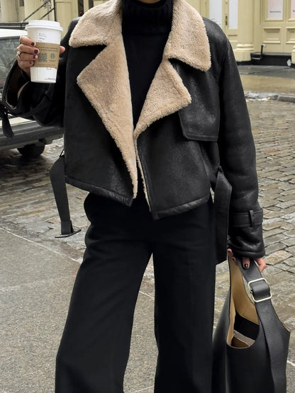 Velina Moda | Blessed Sherpa Lined Lambskin Flight Jacket