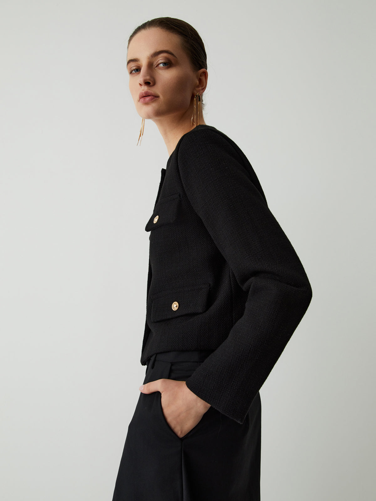 Velina Moda | Button Tweed Jacket