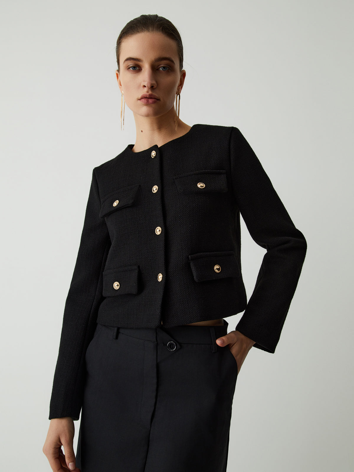 Velina Moda | Button Tweed Jacket